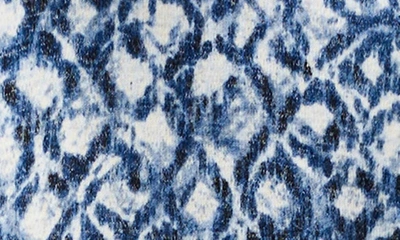 Shop Nzt By Nic+zoe Sweet Dreams Batik Print Ruched Sleeve V-neck Top In Blue Multi