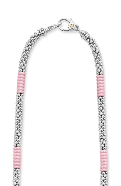 Lagos Pink Caviar Ceramic Station Necklace In Pink