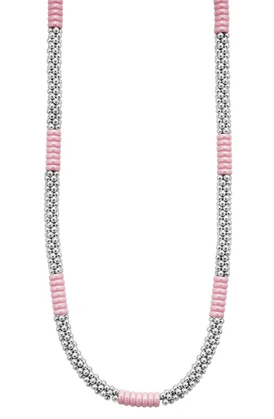 Lagos Pink Caviar Ceramic Station Necklace In Pink