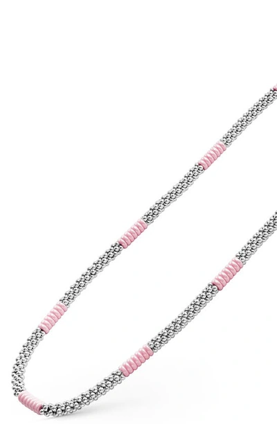 Lagos Pink Caviar Ceramic Station Necklace In Pink