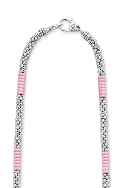 Lagos Pink Caviar Ceramic Station Necklace In Pink