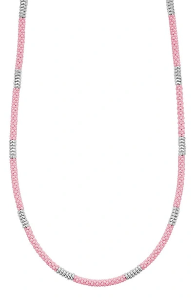 Lagos Pink Caviar Ceramic Station Necklace In Pink