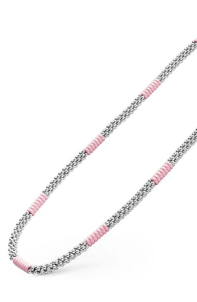 Lagos Pink Caviar Ceramic Station Necklace In Pink