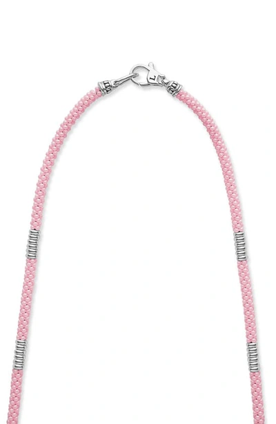 Lagos Pink Caviar Ceramic Station Necklace In Pink