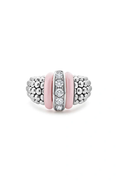 Lagos Pink Caviar Diamond Ceramic Ring In Pink