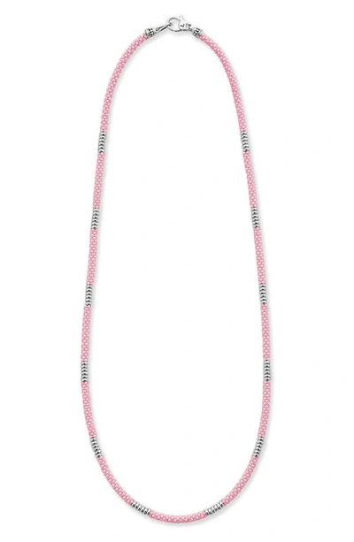 Lagos Pink Caviar Ceramic Station Necklace In Pink