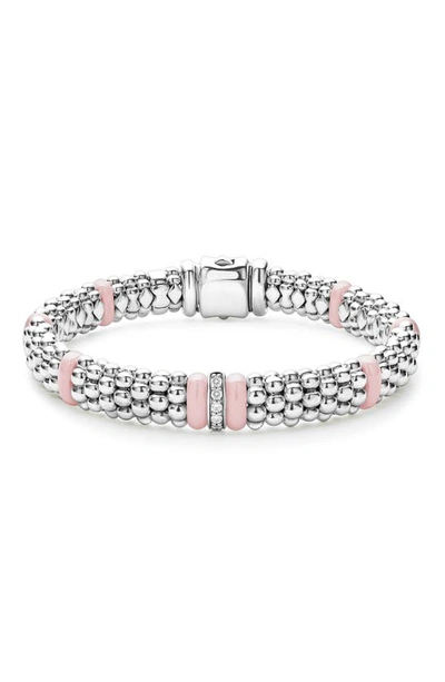 Lagos Pink Caviar Diamond Ceramic Station Bracelet In Pink