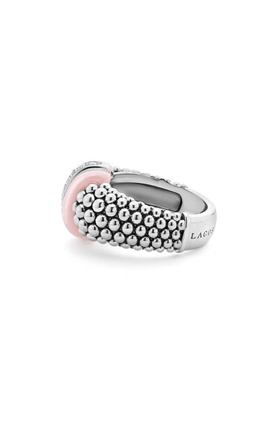 Lagos Pink Caviar Diamond Ceramic Ring In Pink
