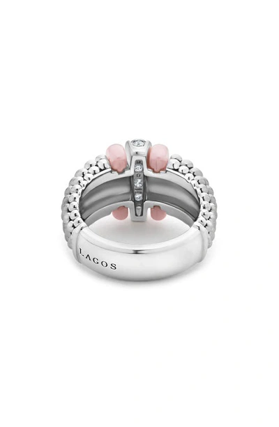 Lagos Pink Caviar Diamond Ceramic Ring In Pink