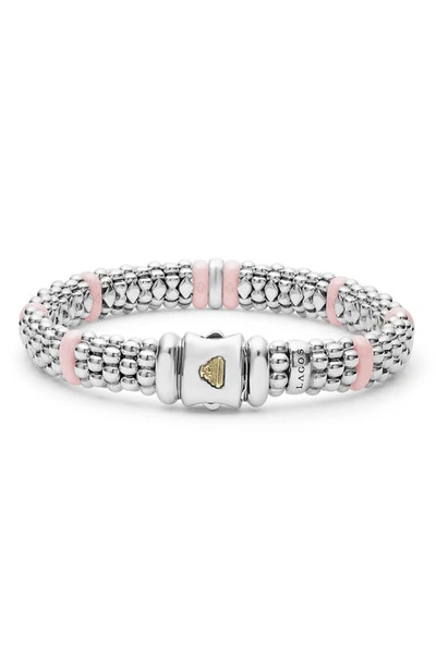 Lagos Pink Caviar Diamond Ceramic Station Bracelet In Pink
