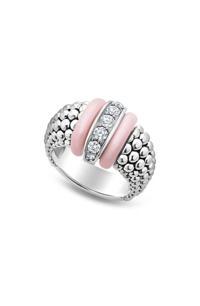 Lagos Pink Caviar Diamond Ceramic Ring In Pink