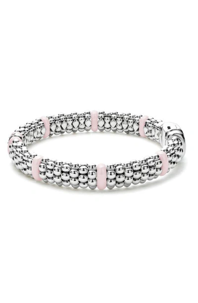 Lagos Pink Caviar Diamond Ceramic Station Bracelet In Pink