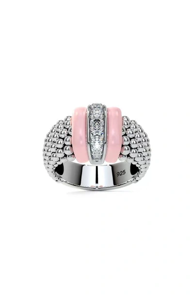 Lagos Pink Caviar Diamond Ceramic Ring In Pink