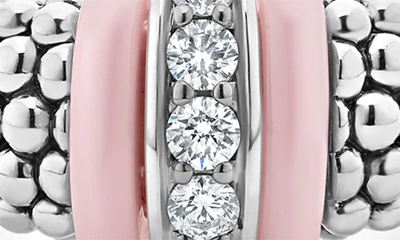 Lagos Pink Caviar Diamond Ceramic Ring In Pink