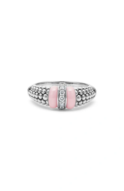 Lagos Pink Caviar Diamond Ceramic Ring In Pink