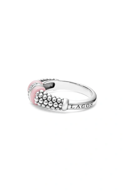 Lagos Pink Caviar Diamond Ceramic Ring In Pink