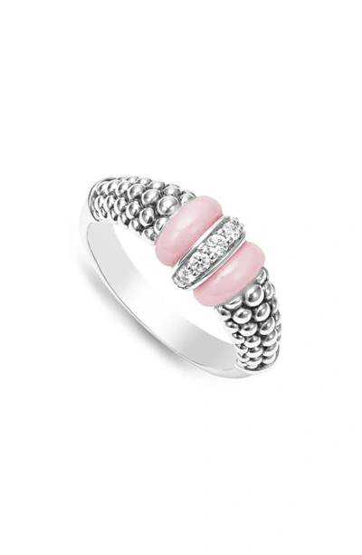Lagos Pink Caviar Diamond Ceramic Ring In Pink