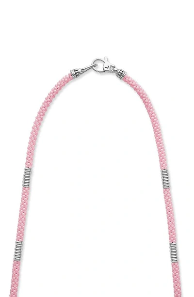 Lagos Pink Caviar Ceramic Station Necklace In Pink