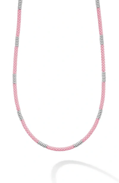 Lagos Pink Caviar Ceramic Station Necklace In Pink