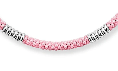 Lagos Pink Caviar Ceramic Station Necklace In Pink