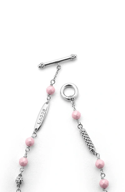 Lagos Caviar Icon Pink Ceramic Bead Toggle Bracelet In Pink
