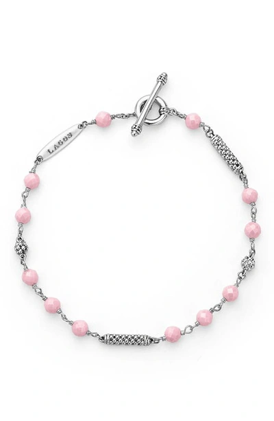 Lagos Caviar Icon Pink Ceramic Bead Toggle Bracelet In Pink