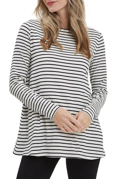 Shop Nom Maternity Nicolette Maternity Top In White/ Navy Stripe