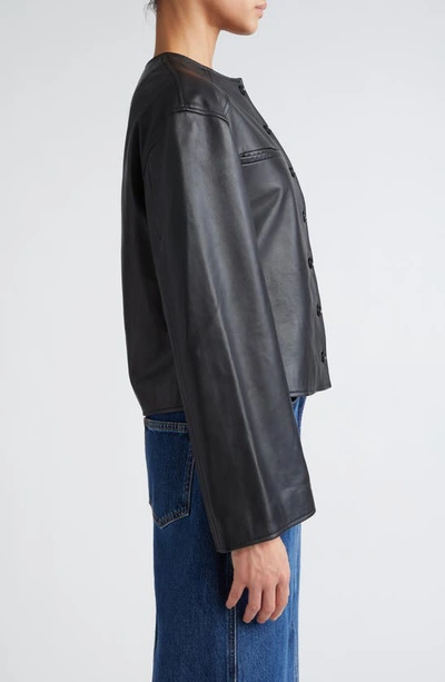Shop Loulou Studio Leather Crop Jacket In Black