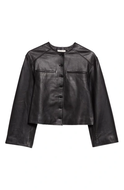 Shop Loulou Studio Leather Crop Jacket In Black