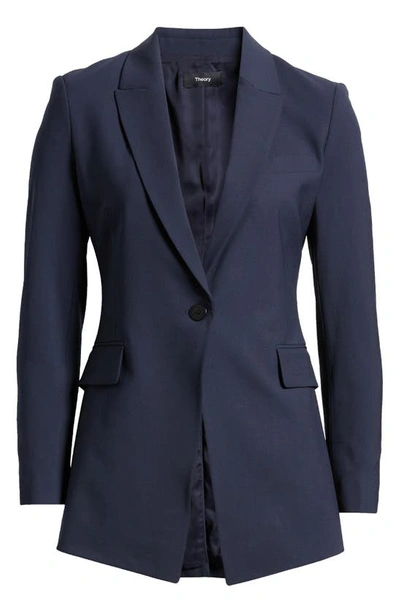 Shop Theory Etiennette B Good Wool Suit Jacket In Nocturne Navy