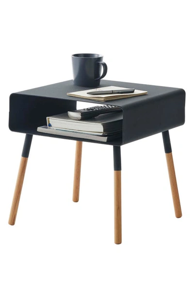 Yamazaki Short Side Table With Storage Shelf In Black