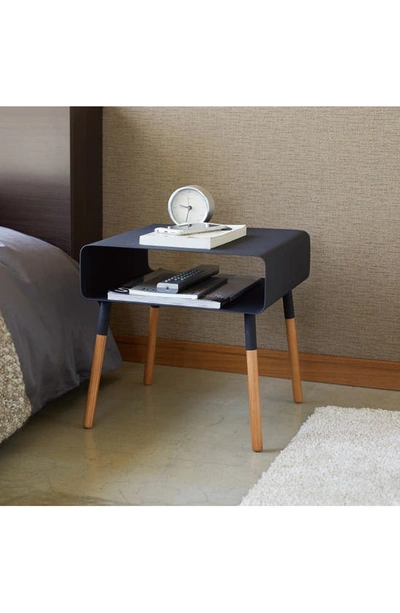 Yamazaki Short Side Table With Storage Shelf In Black