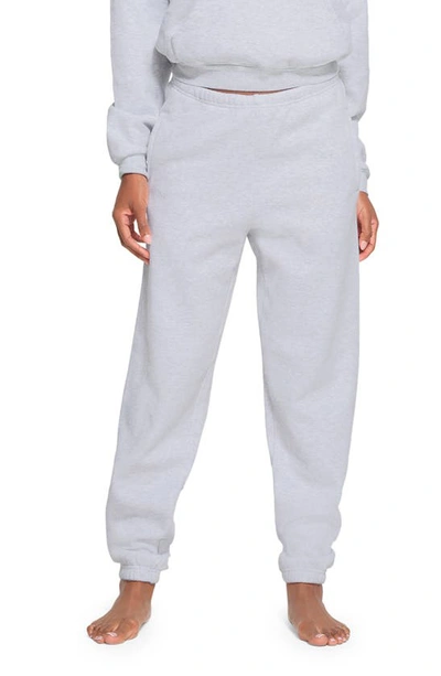 Shop Skims Revised Classic Cotton Blend Jogger Sweatpants In Light Heather Grey