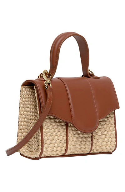 Shop Liselle Kiss Meli Raffia & Leather Top Handle Bag In Natural/ Ginger