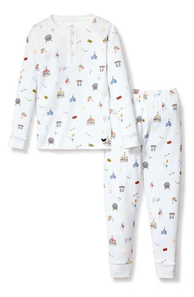 Shop Petite Plume Kids' Print Fitted Two-piece Pima Cotton Pajamas In White