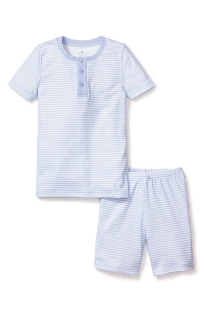 Shop Petite Plume Kids' Fitted Pima Cotton Short Pajamas In Blue