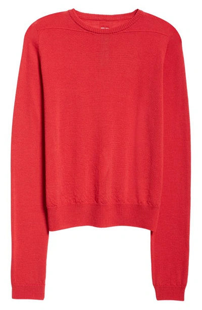 Shop Rick Owens Virgin Wool Crewneck Sweater In Cardinal Red