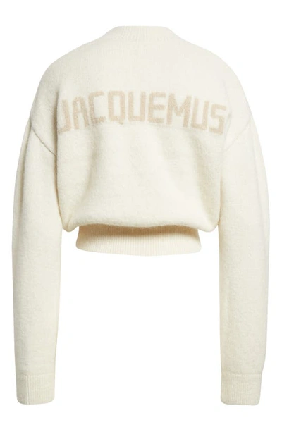 Shop Jacquemus La Maille Logo Jacquard Alpaca & Merino Wool Blend Sweater In Light Beige