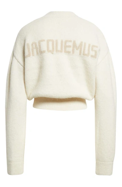 Jacquemus La Maille Logo Jacquard Alpaca & Merino Wool Blend Sweater In Light Beige