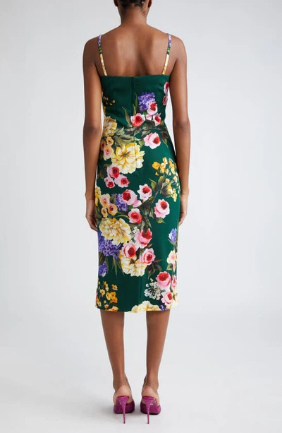 Dolce & Gabbana Floral Silk-blend Cady Midi Dress In Hv4ybgiardino Fdo Verde