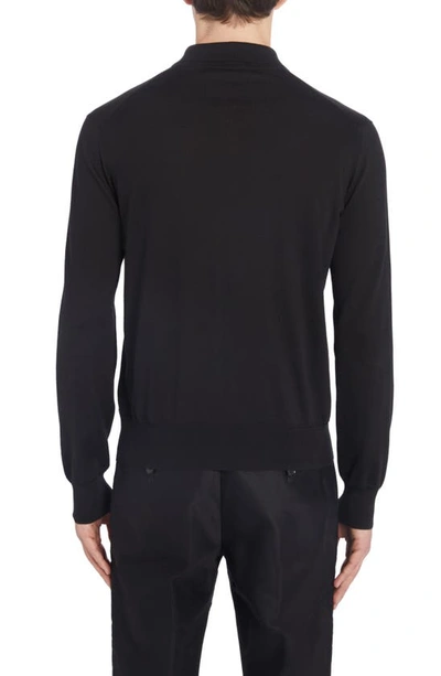 Shop Tom Ford Superfine Sea Island Cotton Polo Sweater In Black