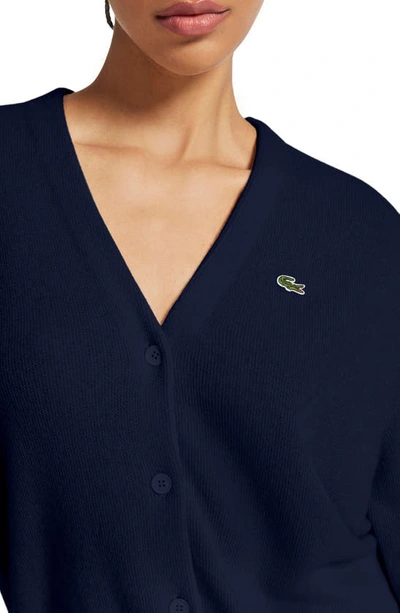 Shop Lacoste Cashmere Blend Cardigan In 166 Marine