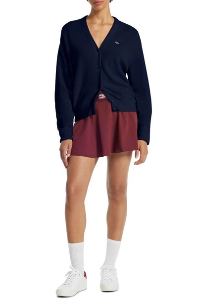 Lacoste Cashmere Blend Cardigan In 166 Marine
