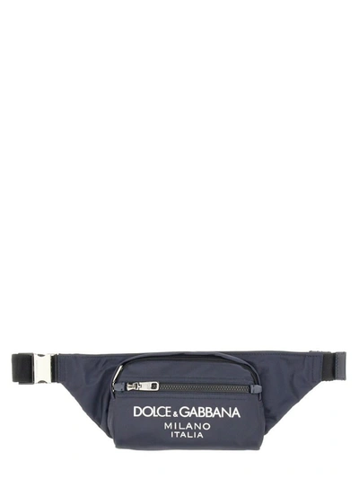 Shop Dolce & Gabbana Small Fabric Pouch In Blue