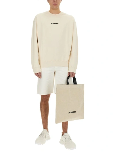 Shop Jil Sander Sweatshirt With Logo In Ivory