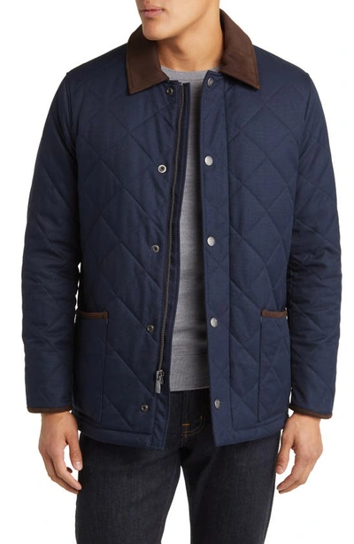 Shop Hart Schaffner Marx Erikson Water Resistant Quilted Riding Jacket In Navy