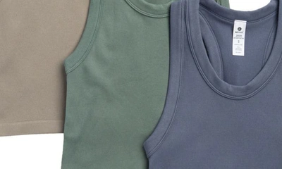 90 Degree By Reflex 3-pack Seamless Crop Tanks In Grisaille/laurel/satellite