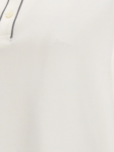 Shop Brioni Logo Embroidery  Shirt Polo White