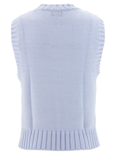 Shop Ganni Logo Vest Gilet Light Blue