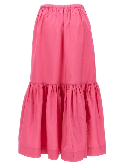 Shop Ganni Long Flounced Skirt Skirts Fuchsia